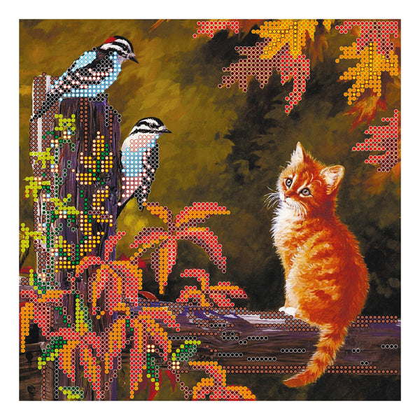 Canvas for bead embroidery "Friendly talk" 7.9"x7.9" / 20.0x20.0 cm
