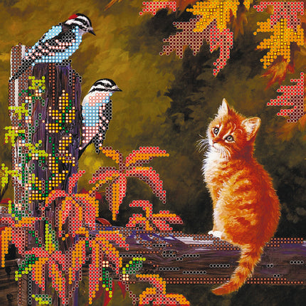 Canvas for bead embroidery "Friendly talk" 7.9"x7.9" / 20.0x20.0 cm