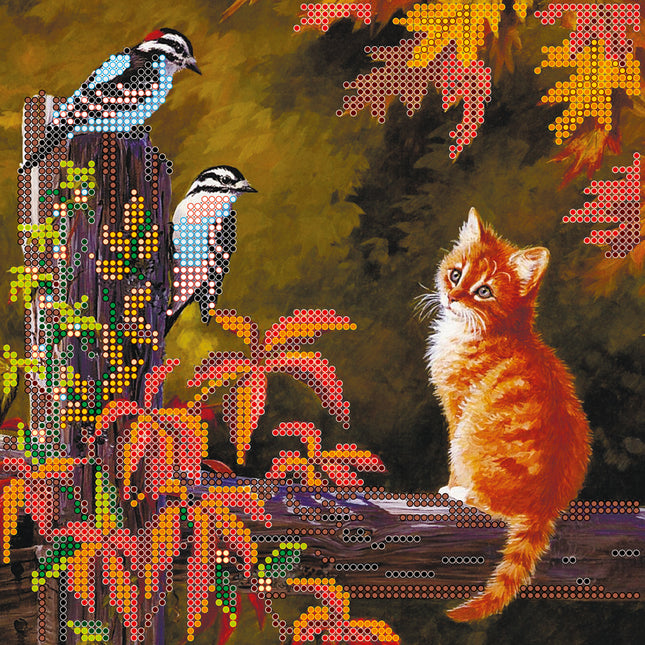 Canvas for bead embroidery "Friendly talk" 7.9"x7.9" / 20.0x20.0 cm