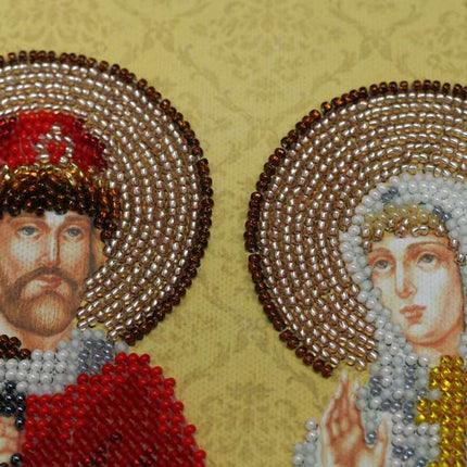 DIY Bead Embroidery Kit "Icon of St.Petr the Prince and St.Fevronia the Princess" 7.5"x9.8" / 19.0x25.0 cm