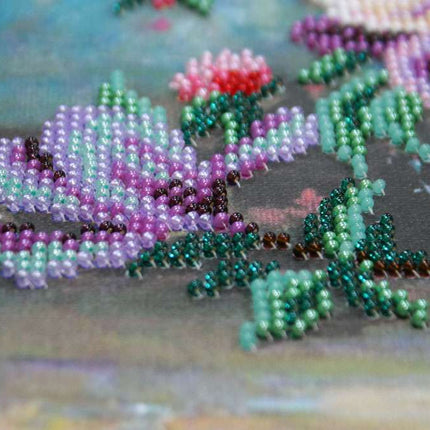 DIY Bead Embroidery Kit "Pearlescent glow" 10.6"x11.8" / 27.0x30.0 cm