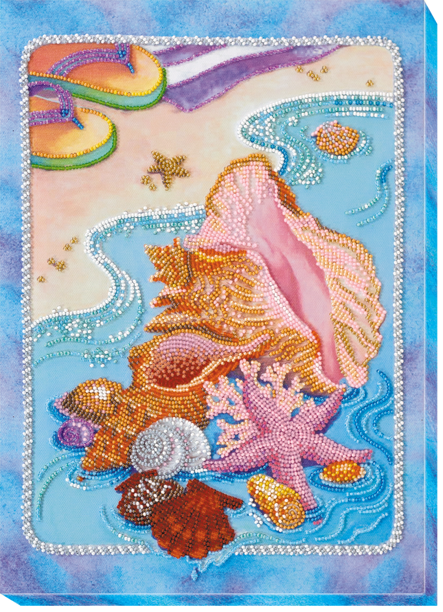 DIY Bead Embroidery Kit "Azure coast" 9.8"x13.8" / 25.0x35.0 cm