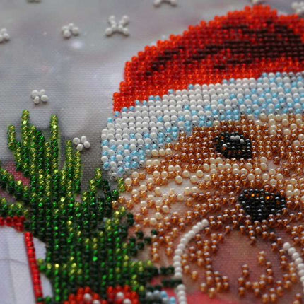 DIY Bead Embroidery Kit "New Year`s Miracle" 7.9"x9.8" / 20.0x25.0 cm
