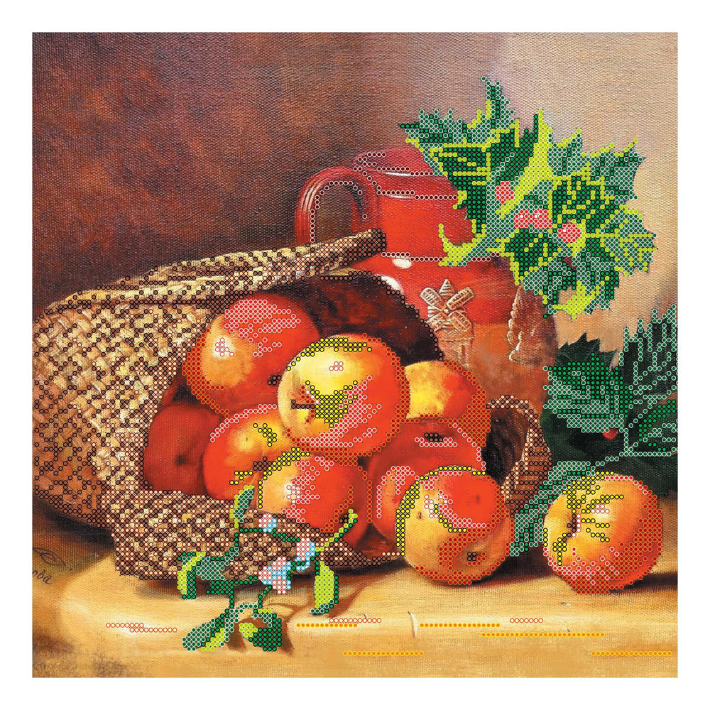 Canvas for bead embroidery "The Basket of Apples" 11.8"x11.8" / 30.0x30.0 cm