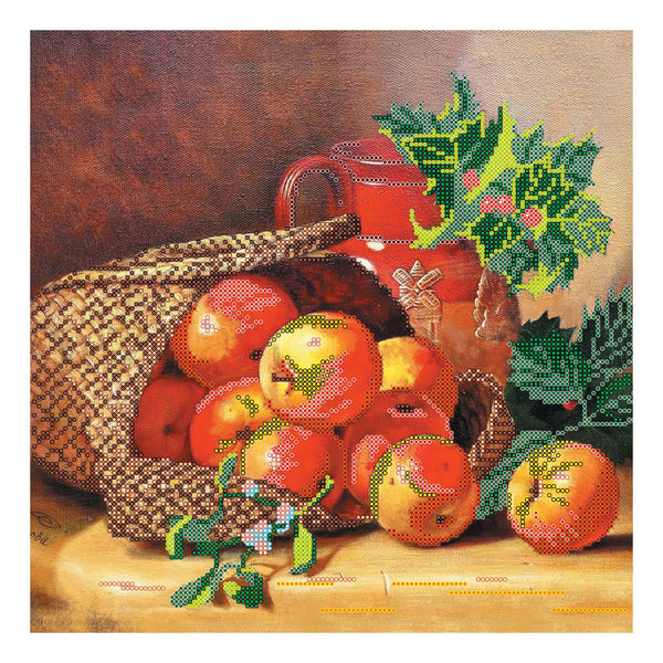 Canvas for bead embroidery "The Basket of Apples" 11.8"x11.8" / 30.0x30.0 cm
