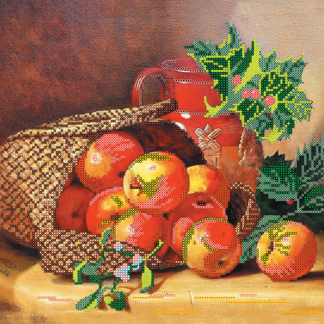 Canvas for bead embroidery "The Basket of Apples" 11.8"x11.8" / 30.0x30.0 cm