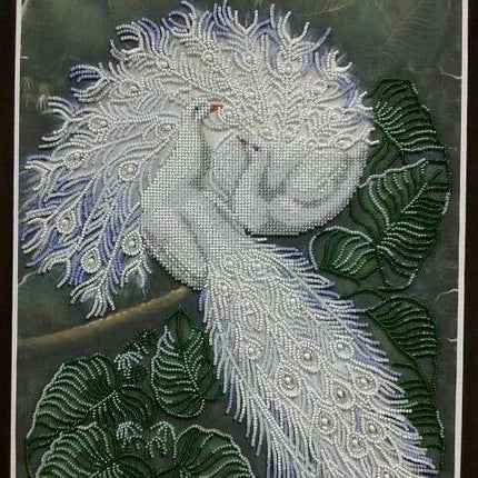 DIY Bead Embroidery Kit "White happiness" 11.8"x15.7" / 30.0x40.0 cm