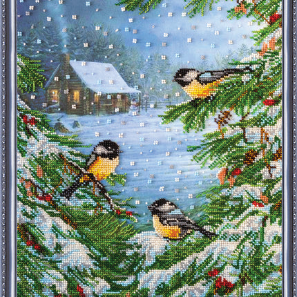 DIY Bead Embroidery Kit "January bitter cold" 11.8"x15.7" / 30.0x40.0 cm