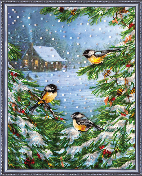 DIY Bead Embroidery Kit "January bitter cold" 11.8"x15.7" / 30.0x40.0 cm