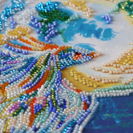 DIY Bead Embroidery Kit "Bluebird of happiness" 16.9"x12.2" / 43.0x31.0 cm