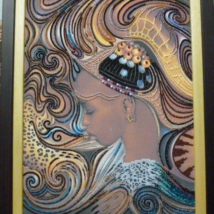 DIY Bead Embroidery Kit "Africa daughter" 11.8"x15.7" / 30.0x40.0 cm