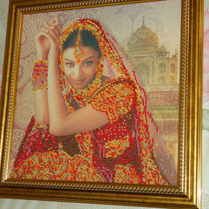 Canvas for bead embroidery "Flowers of India" 11.8"x11.8" / 30.0x30.0 cm