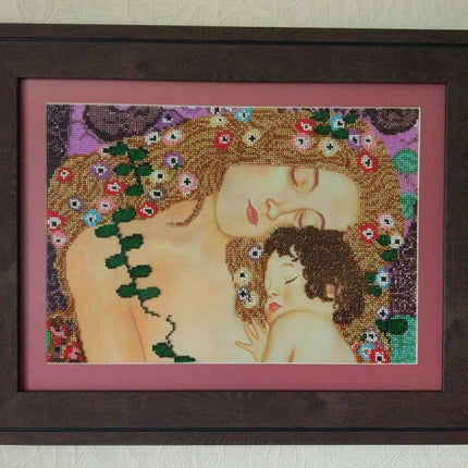 DIY Bead Embroidery Kit "Mother and Child" 14.6"x9.8" / 37.0x25.0 cm