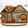 DIY Cross stitch kit on wood "Bakery" 4.9x3.1 in / 12.5x8.0 cm