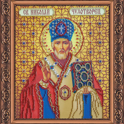 DIY Bead Embroidery Kit "St. Nicholas the Miracle" 11.0"x13.0" / 28.0x33.0 cm