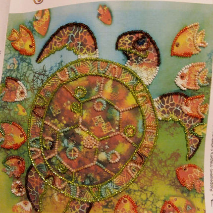 Canvas for bead embroidery "Sea turtle" 7.9"x7.9" / 20.0x20.0 cm