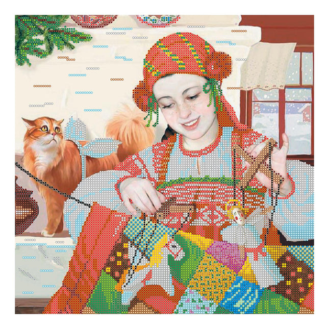 Canvas for bead embroidery "Puppeteer" 11.8"x11.8" / 30.0x30.0 cm