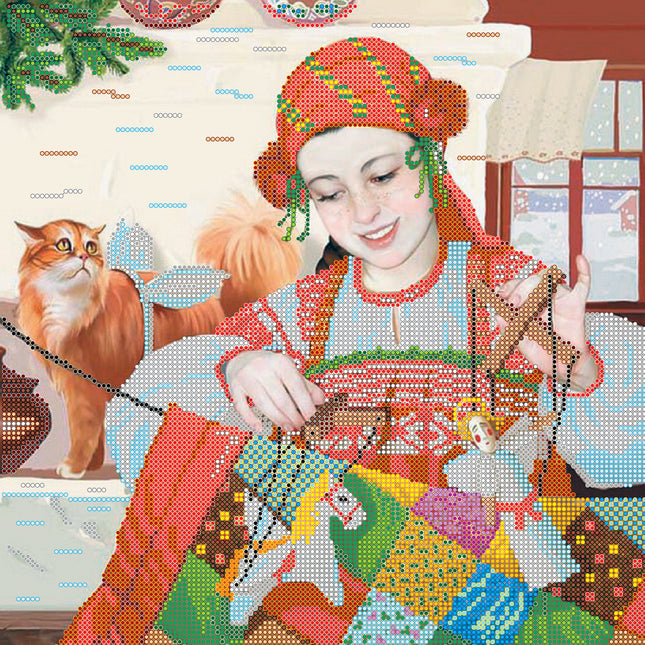 Canvas for bead embroidery "Puppeteer" 11.8"x11.8" / 30.0x30.0 cm