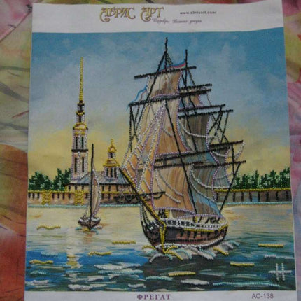Canvas for bead embroidery "Frigate" 11.8"x11.8" / 30.0x30.0 cm