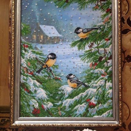 DIY Bead Embroidery Kit "January bitter cold" 11.8"x15.7" / 30.0x40.0 cm