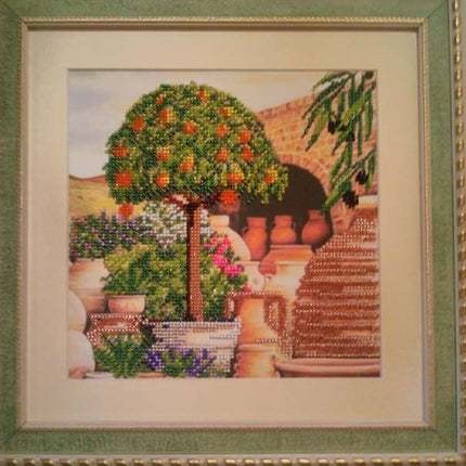 Canvas for bead embroidery "Mandarin Tree" 7.9"x7.9" / 20.0x20.0 cm