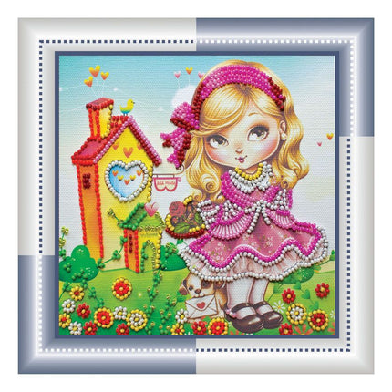 DIY Bead Embroidery Kit "Birthday girl"  5.9"x5.9" / 15.0x15.0 cm