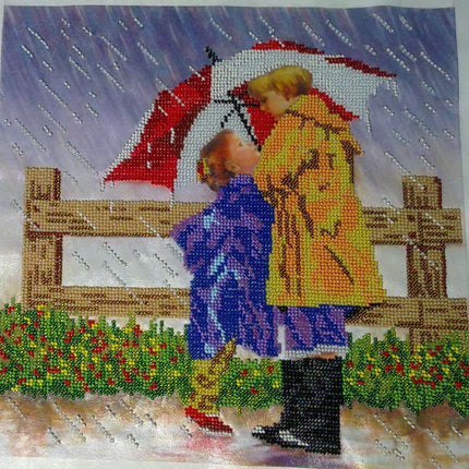 Canvas for bead embroidery "Under the Umbrella" 11.8"x11.8" / 30.0x30.0 cm