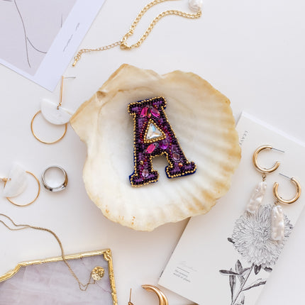 Beadwork kit for creating brooch "Letter "A""