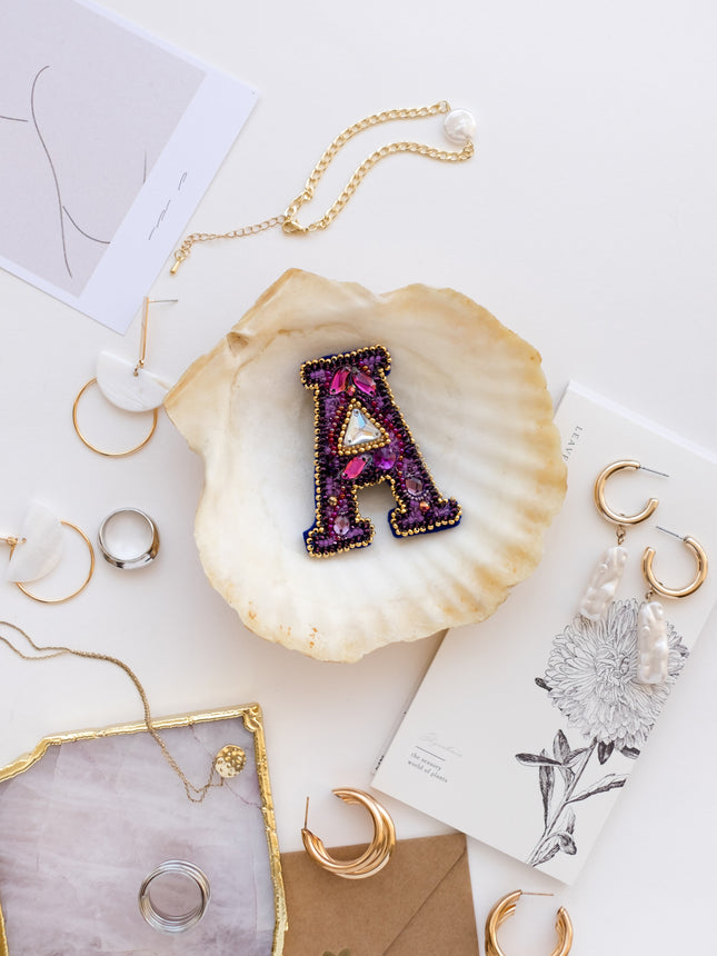 Beadwork kit for creating brooch "Letter "A""