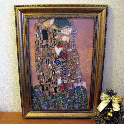 DIY Bead Embroidery Kit "The kiss" 11.8"x18.1" / 30.0x46.0 cm
