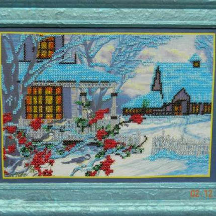 DIY Bead Embroidery Kit "Winter evening" 11.8"x8.4" / 30.0x21.3 cm