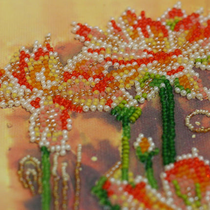 DIY Bead Embroidery Kit "Lotuses at sunset" 9.8"x13.0" / 25.0x33.0 cm