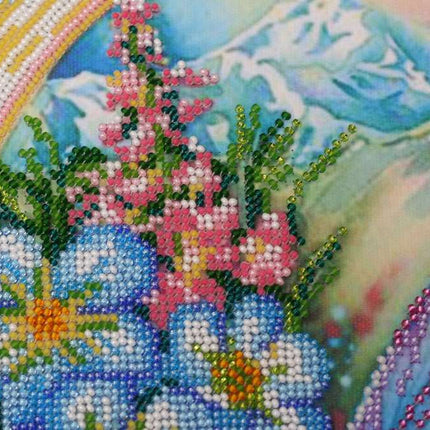 DIY Bead Embroidery Kit "Summer water colors-1" 11.8"x12.4" / 30.0x31.5 cm