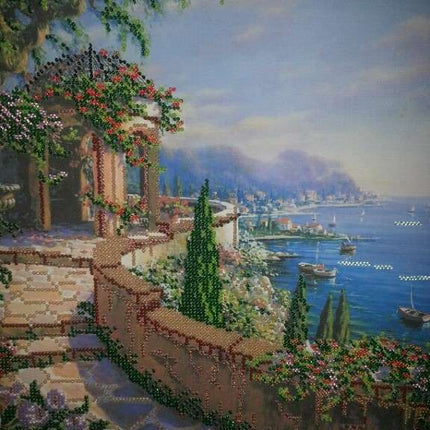 Canvas for bead embroidery "Seafront" 11.8"x11.8" / 30.0x30.0 cm