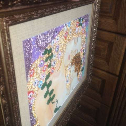 DIY Bead Embroidery Kit "Mother and Child" 14.6"x9.8" / 37.0x25.0 cm