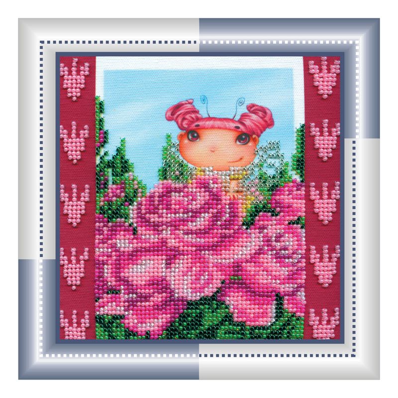 DIY Bead Embroidery Kit "Rose fairy"  5.9"x5.9" / 15.0x15.0 cm