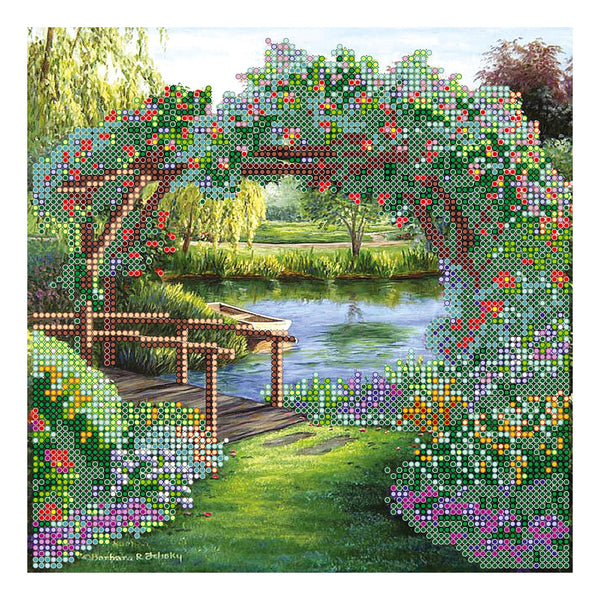 Canvas for bead embroidery "Flower Arc" 7.9"x7.9" / 20.0x20.0 cm