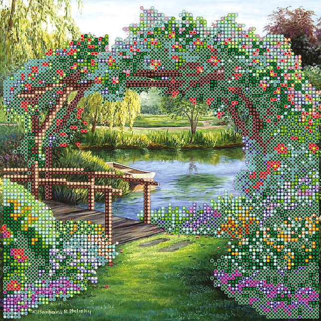 Canvas for bead embroidery "Flower Arc" 7.9"x7.9" / 20.0x20.0 cm