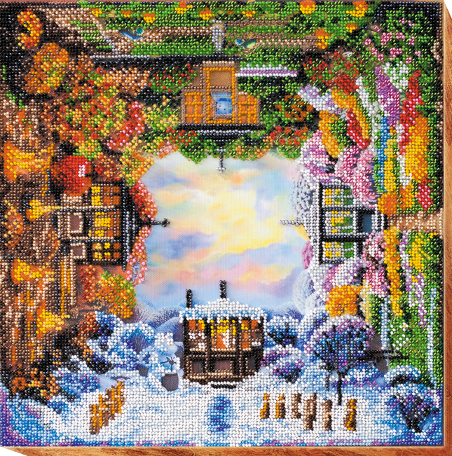 DIY Bead Embroidery Kit "seasons" 11.8"x11.8" / 30.0x30.0 cm