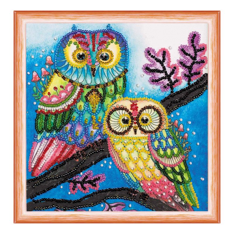 DIY Bead Embroidery Kit "Night couple"  5.9"x5.9" / 15.0x15.0 cm