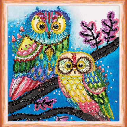 DIY Bead Embroidery Kit "Night couple"  5.9"x5.9" / 15.0x15.0 cm