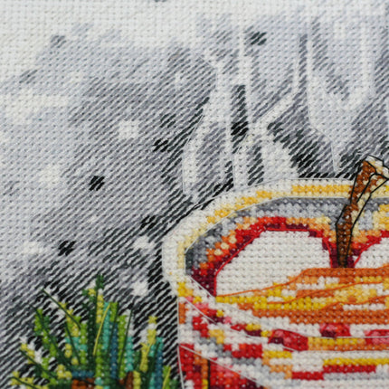 DIY Cross Stitch Kit "Winter tea" 9.8"x9.8"