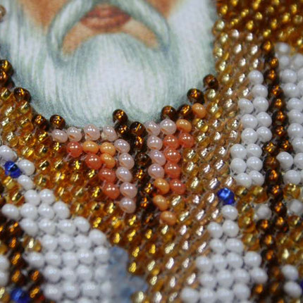 DIY Bead Embroidery Kit "Home iconostasis «Nicholas the Wonderworker»" 7.5"x9.8" / 19.0x25.0 cm