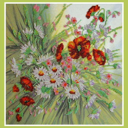 Canvas for bead embroidery "Splashes of Summer" 11.8"x11.8" / 30.0x30.0 cm