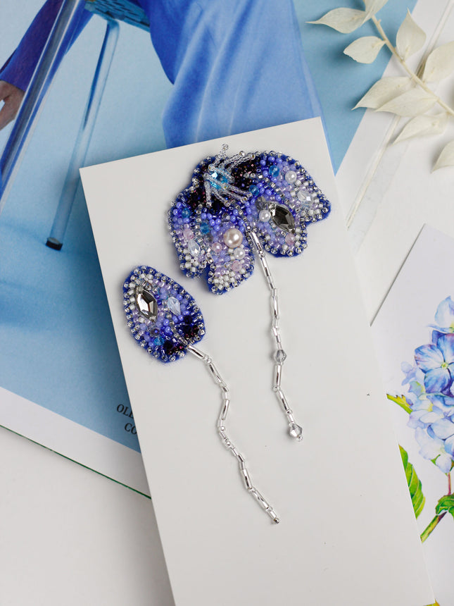 Beadwork kit for creating brooch "The whisper of the muse"