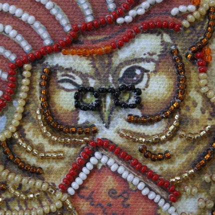 DIY Bead Embroidery Kit "Owl"  5.9"x5.9" / 15.0x15.0 cm