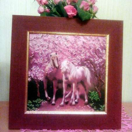 Canvas for bead embroidery "Horses In Love" 7.9"x7.9" / 20.0x20.0 cm