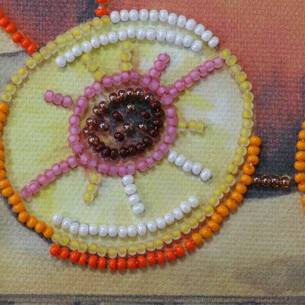 DIY Bead Embroidery Kit "Sunny peaches"  5.9"x5.9" / 15.0x15.0 cm