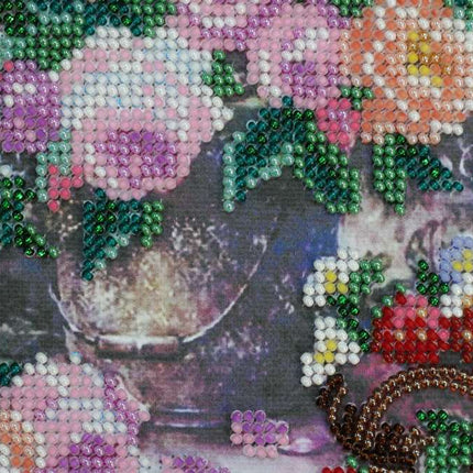 DIY Bead Embroidery Kit "Pink gauze" 11.8"x9.4" / 30.0x24.0 cm