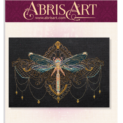 DIY Cross Stitch Kit "Golden dragonfly" 9.4"x6.3"